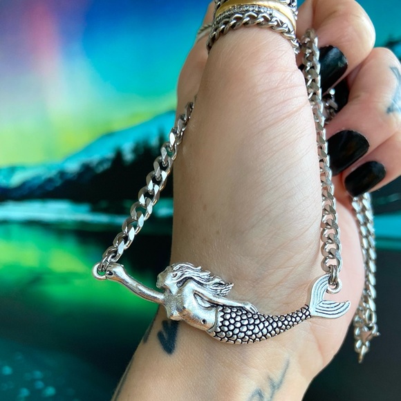 Mermaid necklace stainless steel cuban chain choker - Picture 6 of 12